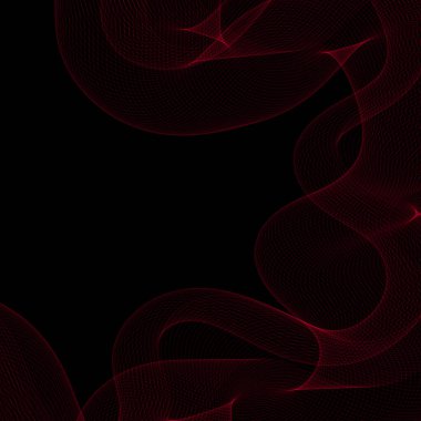 Siyah zemin üzerinde neon kırmızı dalga. Düzen için modern tasarım. Metin için boş alan.