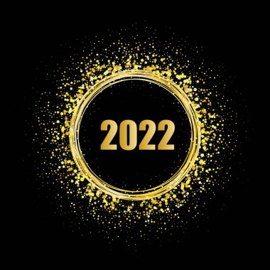 Işıldayan daireler. Altın çember. Şenlik arka planı. Yeni Yıl 2022