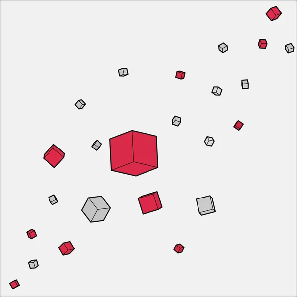 빨간색 큐브는 무질서 방식으로 입방체 팜플렛 디자인을 템플릿 — 스톡 벡터