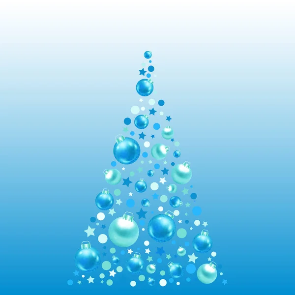 Vánoční Pozadí Slavnostní Pohlednice Vánoční Stromeček Koule Hvězdy Kroužky Tinsel — Stockový vektor