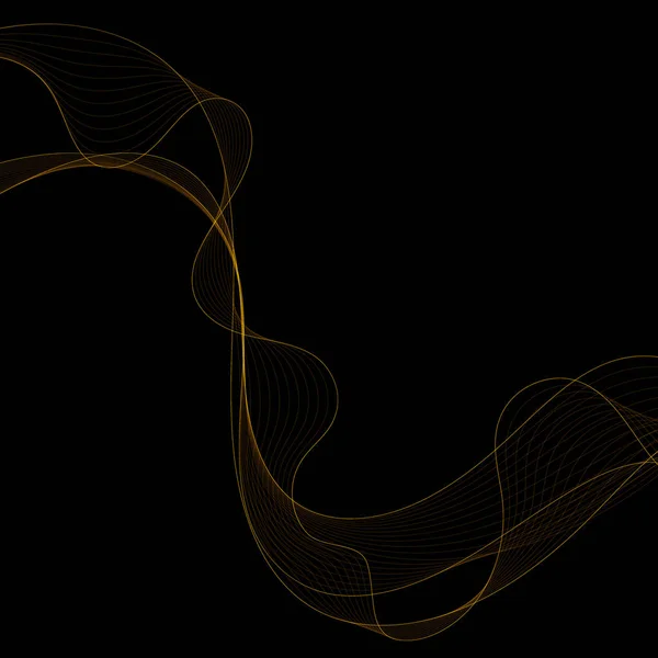 黑色背景上的金色波浪设计元素 列报模板 — 图库矢量图片