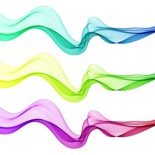 Набір Абстрактних Кольорових Хвиль Елемент Дизайну Хвильові Візерунки — стоковий вектор