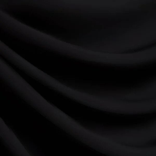 Black Satin Silky Cloth Fabric Textile Drape Crease Wavy Folds — 스톡 벡터