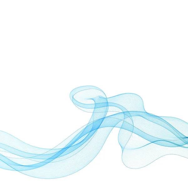 青い抽象的な波 白い背景に孤立した曲線 デザイン要素 広告レイアウト — ストックベクタ