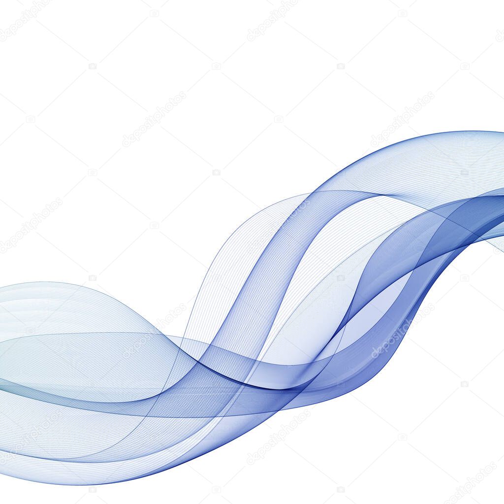 Abstract smooth color wave . Curve flow blue motion illustration. Smoke design. lines.