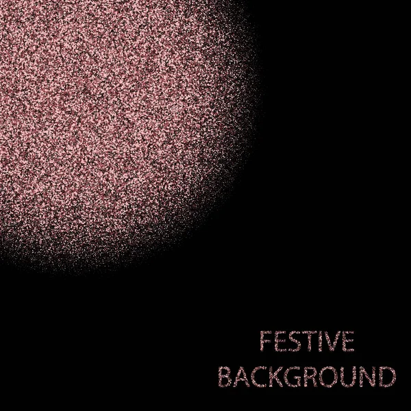 Rose Goud Glitter Met Kleureffect Zwarte Achtergrond Horizontale Brede Rand — Stockvector