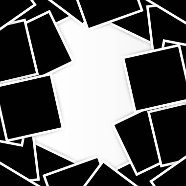 Gerçekçi fotoğraf çerçevesi kolajı. Vektör retro posta kartı şablonu. Şeffaf arkaplanda beyaz çerçeveli 3 boyutlu boş albüm görüntüsü, gölge ve kopyalama alanı olan yatay dekor boş fotoğraf kartı