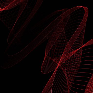 Siyah arka planda kırmızı dalga deseni. Neon dalgası. Tasarım ögesi