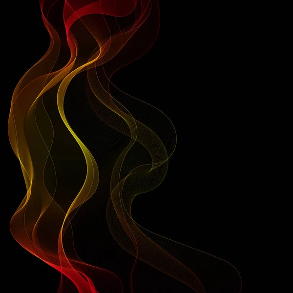 Yellow Red Neon Wave Black Background Elegant Modern Design — Stock Vector