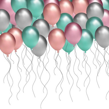 Renkli balonlar. bayram vektör geçmişi. Doğum günü tatili