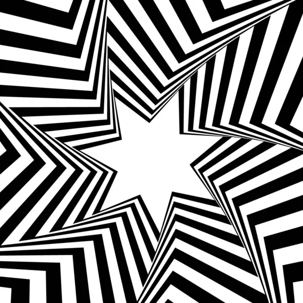 Abstract Black White Background Vector Geometric Pattern Hypnotic Star — 스톡 벡터