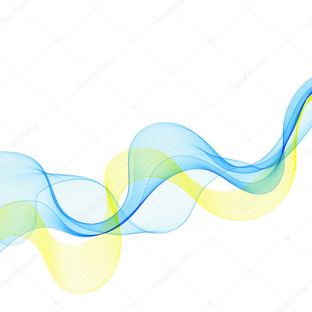 Blue-yellow wave pattern. Abstract vector wave. Design element. Symbol of Ukraine.