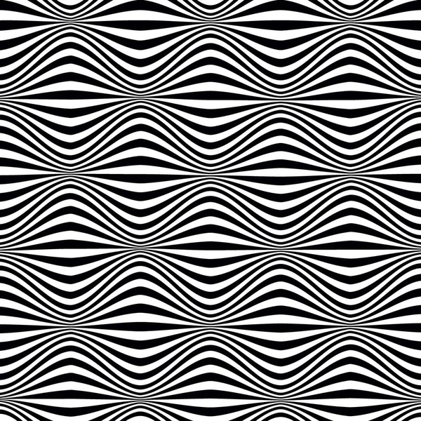 Illusion Lines Movement Curve Lines Abstract Whith Waves Black White — Stockvektor