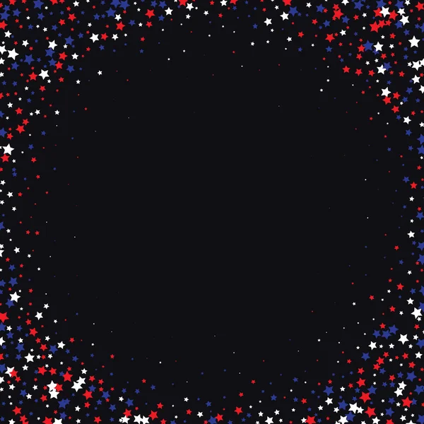 Estrellas Rojas Blancas Azules Sobre Fondo Negro Estados Unidos Día — Vector de stock