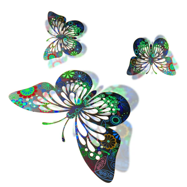 Красиві різнокольорові метелики — стокове фото