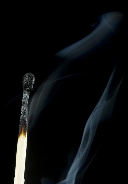 Burnt match with smoke — Stock Photo, Image