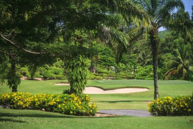 Doğa Manzaralı golf sahası yakınında pattaya Tayland