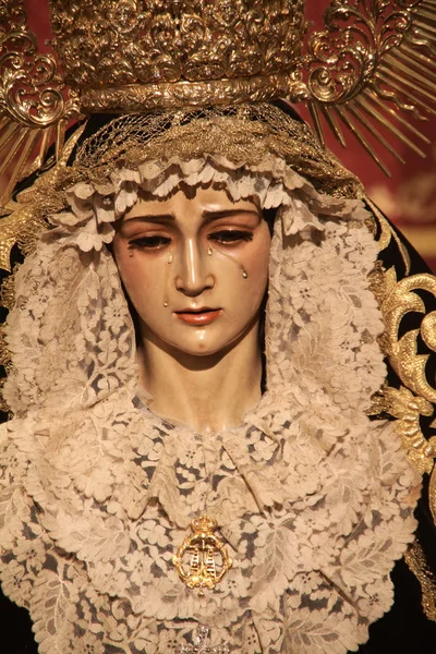 Bild av Jungfru Maria, heliga veckan i Sevilla, — Stockfoto