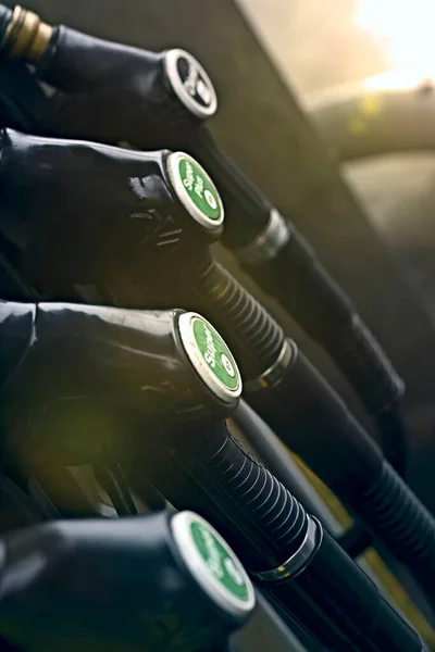 Fuel Pistols Close Gas Station — Stock Photo, Image