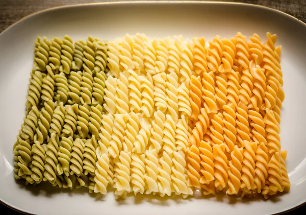 Fusilli Pasta italienische Flagge — Stockfoto