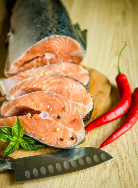 Fresh salmon steaks — Stock Photo, Image