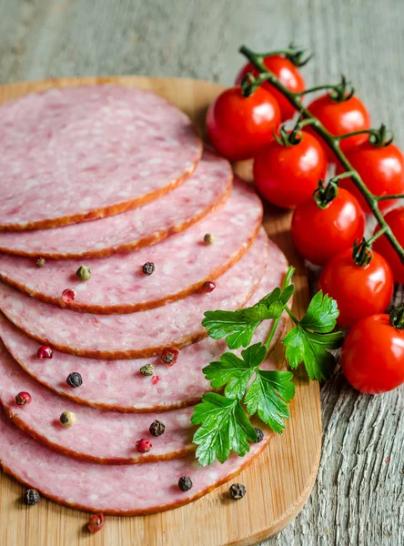 Salame affettato — Foto Stock