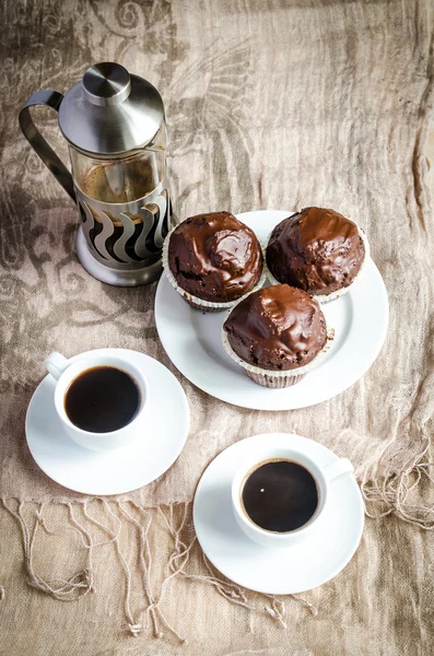 초콜릿 머핀, 커피 — 스톡 사진