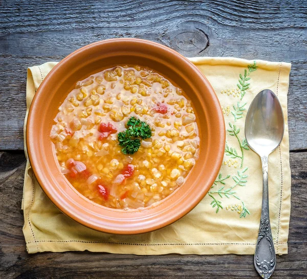 Суп з сочевиці, червоного та БУлгур помелу — Stockfoto