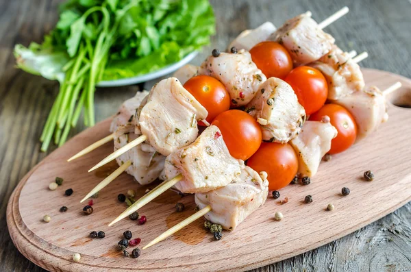 Chicken skewers with cherry tomatoes