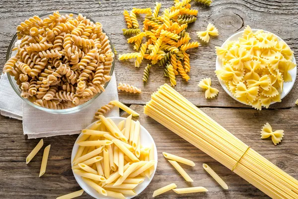 Olika typer av pasta — Stockfoto