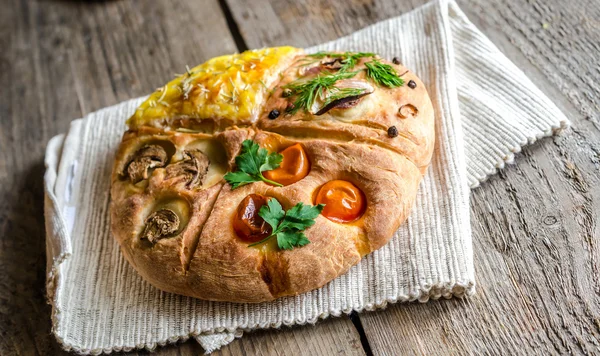 Homemade Four-Section Focaccia — Stock Photo, Image