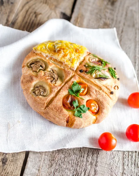 Homemade Four-Section Focaccia — Stock Photo, Image