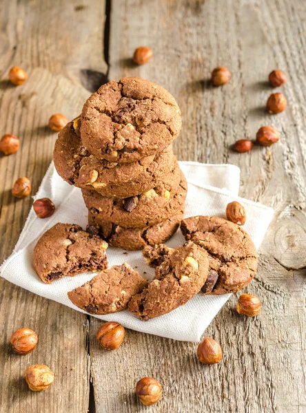 Dark chocolate and hazelnut cookies — Stock Photo, Image