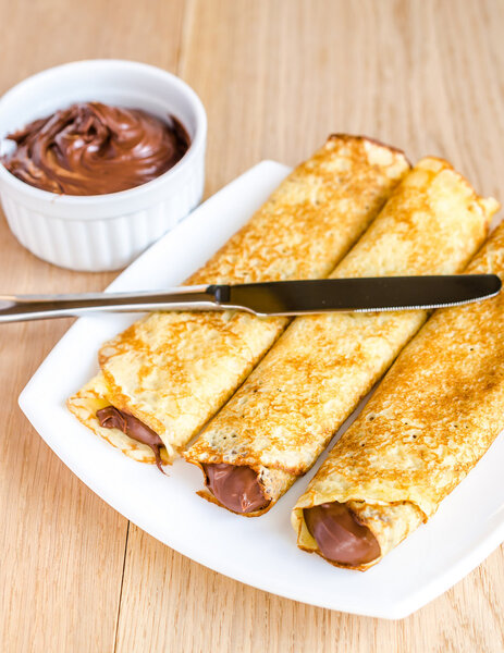 Crepes with chocolate cream