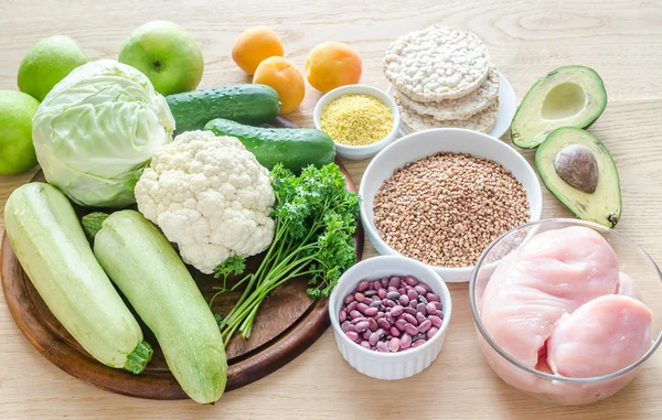 Hypoallergenic diet: products of different groups — Stock Photo, Image