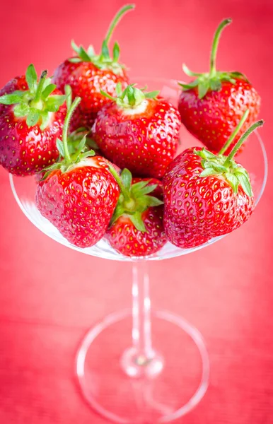 Fresas frescas en vaso de martini — Foto de Stock
