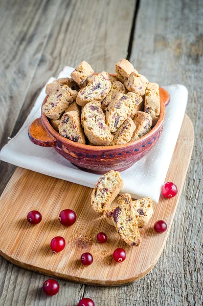 Biscotti with dried cranberries — Stock Photo, Image