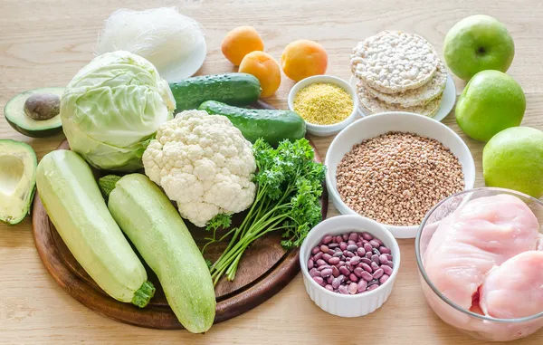 Hypoallergene dieet: producten van verschillende groepen — Stockfoto