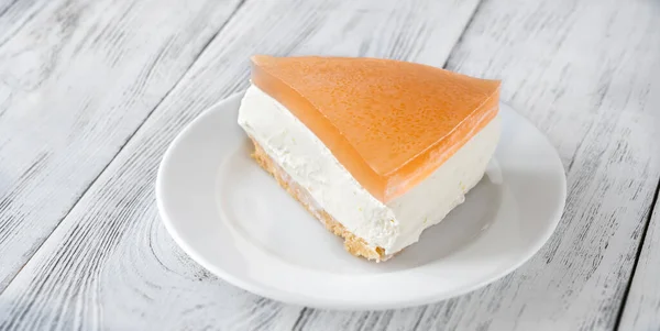 Piece Grapefruit Cheesecake White Background — Stock Photo, Image