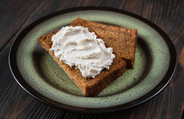 Fette Pane Alla Zucca Con Crema Formaggio — Foto Stock