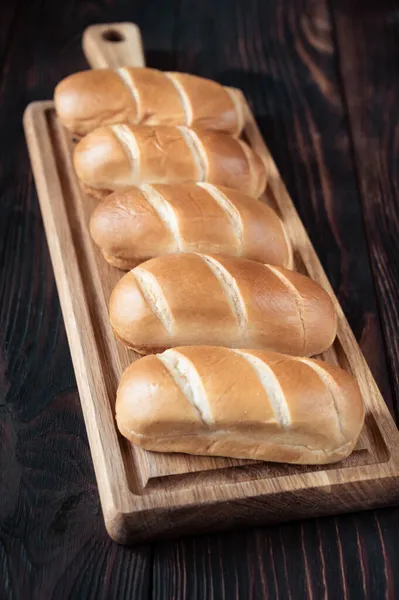 Milk Bread Rolls Cutting Board — Stock Photo, Image