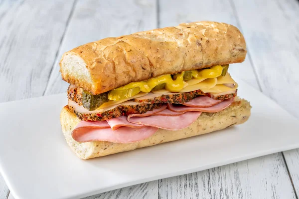 Sandwich Cubain Dans Assiette Service — Photo