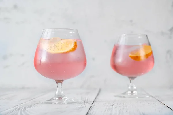 Cocktail Limonade Vodka Rose Garni Quartiers Citron — Photo