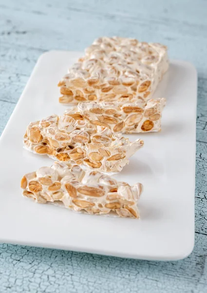 Pieces Turron European Nougat Confection Almond — Stock Photo, Image