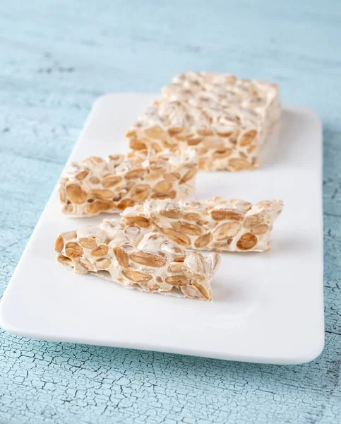 Pieces Turron European Nougat Confection Almond — Stock Photo, Image