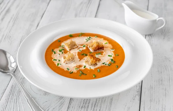 Porção Bisque Sopa Frutos Mar Francesa Famosa — Fotografia de Stock