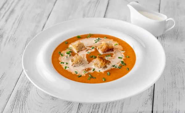 Bir Porsiyon Balık Çorbası Ünlü Fransız Deniz Ürünleri Çorbası — Stok fotoğraf