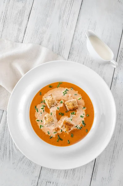 Bir Porsiyon Balık Çorbası Ünlü Fransız Deniz Ürünleri Çorbası — Stok fotoğraf