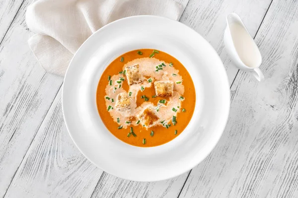 Porción Bisque Famosa Sopa Mariscos Francesa — Foto de Stock