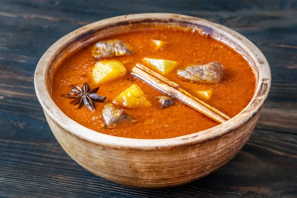 Bowl Massaman Curry Wooden Background — Stockfoto